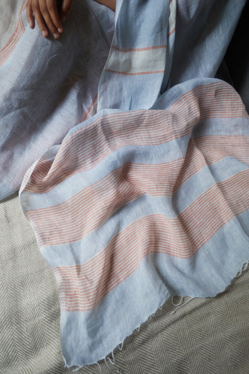 Handwoven Linen Striped Saree